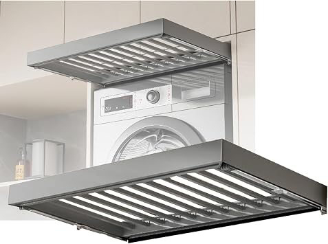 Foldable Drying Rack, Over Washing Machine Drying Rack Built-in Closet Basket, Space Saving Pull-Out Pants Rack Drawer664-714mm