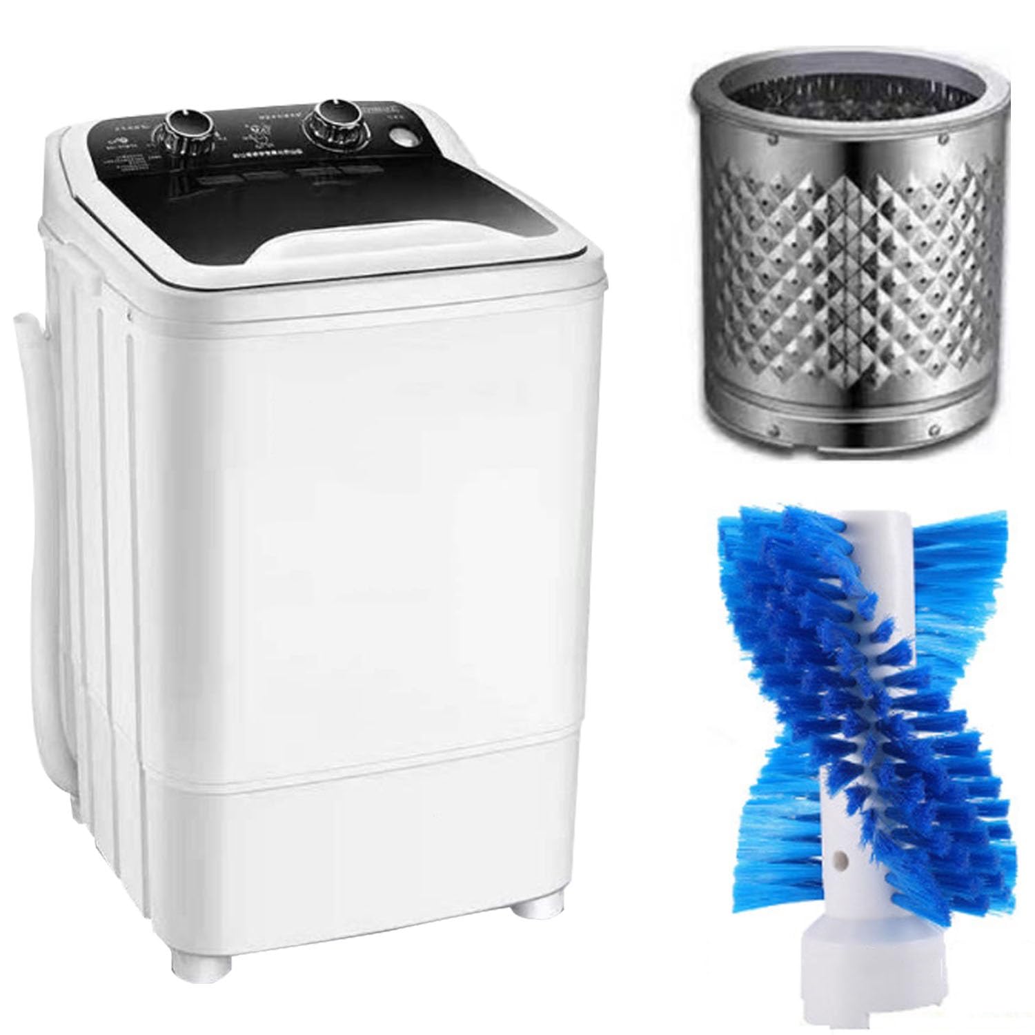 Mini Lavadora Portátil, Lavadora Doméstica para Acampar, Apartamentos, Dormitorios, Habitaciones Universitarias, Washing Machine 65x41x38cm(Negro)
