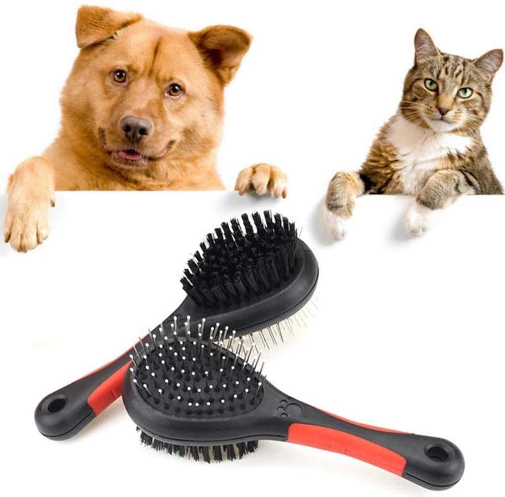 Hundebürste und Katzenbürste Haustierpflegekamm 2 Seiten Borsten und Stift für G und Kurzhaar Hund Entfernen von Haaren