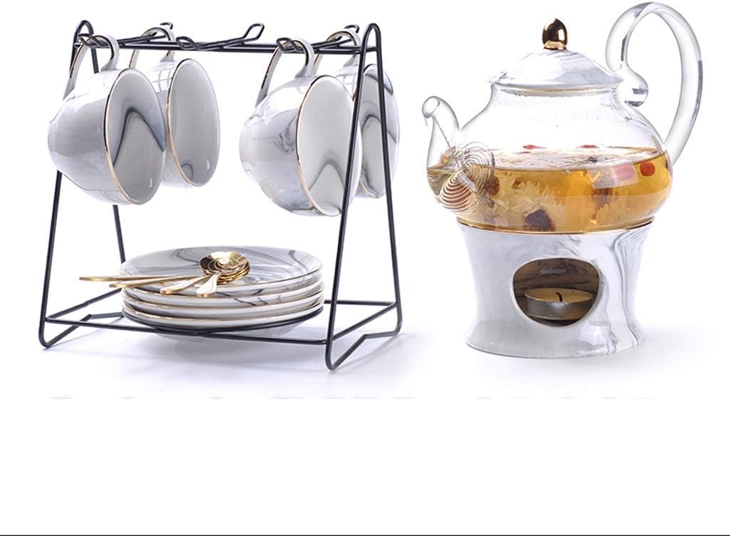 Marbling Porcelain Tea Set Nordic Ceramic Cup Pot with Candler Strainer Floral Teapot Cafe Mug Teaware Coffee Teacup
