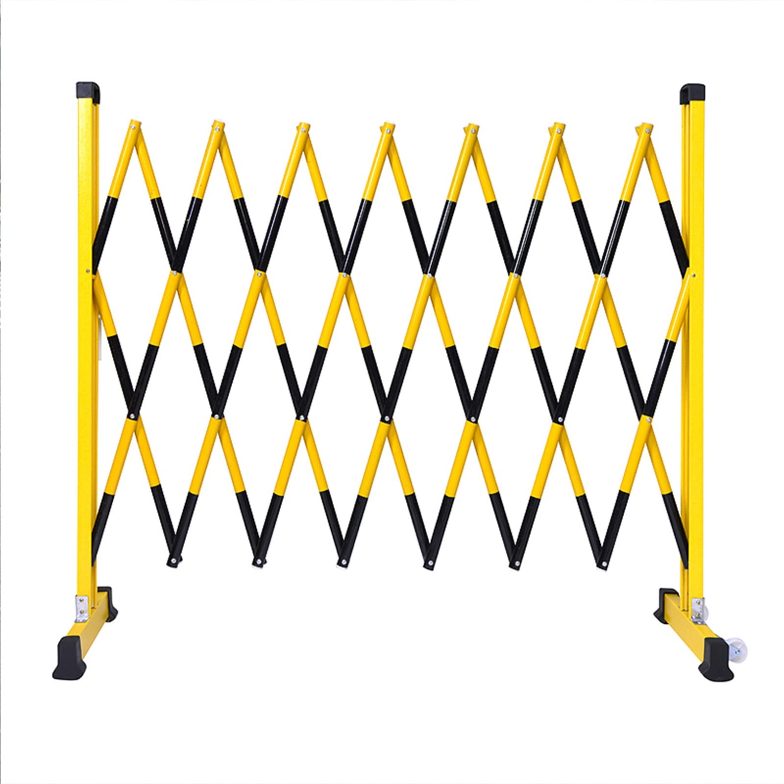 IMPREC Mobile road barrier, folding safety barrier, portable safety barrier, mobile fenced roads, telescopic security construction guardier mobile (colour: yellow, size: 1.2 x 4 m)