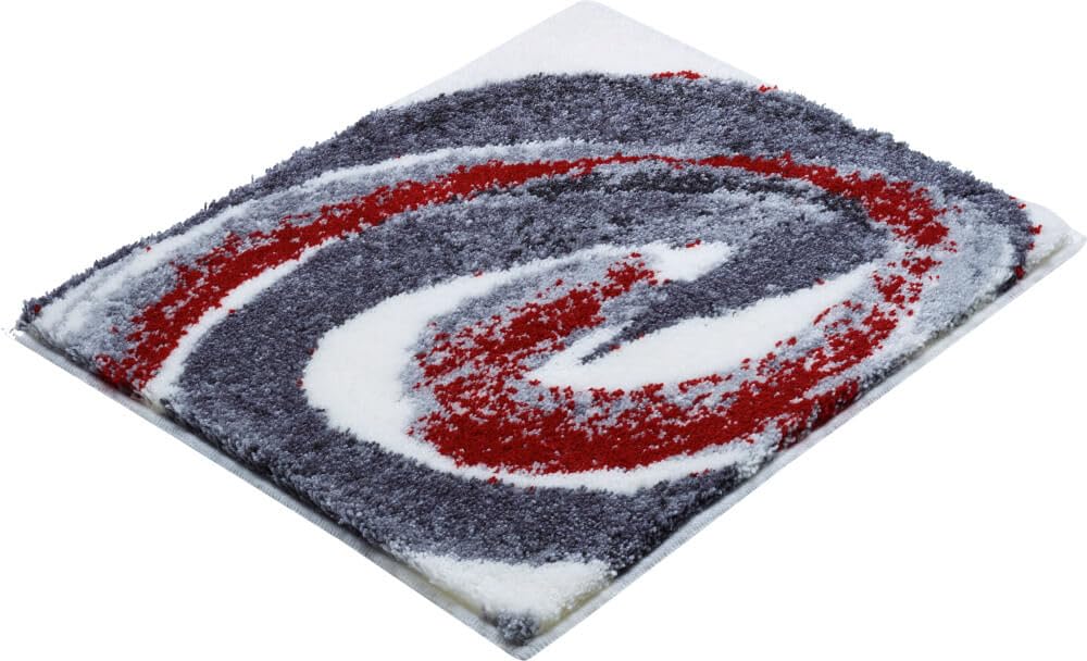 Grund Alfombra de Baño de Diseño COLANI, Ultra Suave y Absorbente, Antideslizante, 5 Años de Garantía, Colani 42, Pequeña Alfombra 50x60 cm, Gris Rojo