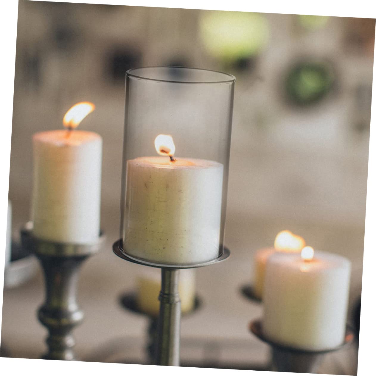 STOBAZA 3 Portavelas De Cristal De Lujo Alto Y Cilíndrico para Velas con Extremo Abierto para Decoración.
