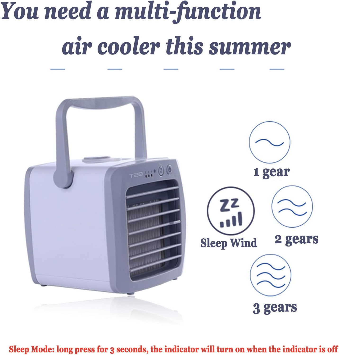 Portable Air Cooler for Bedroom, USB Mini Personal Evaporative Cooler Fan 3 Speeds Quiet Energy saving Air Conditioner Fan for Office Home (17.5×16.4×16.5 cm,A)