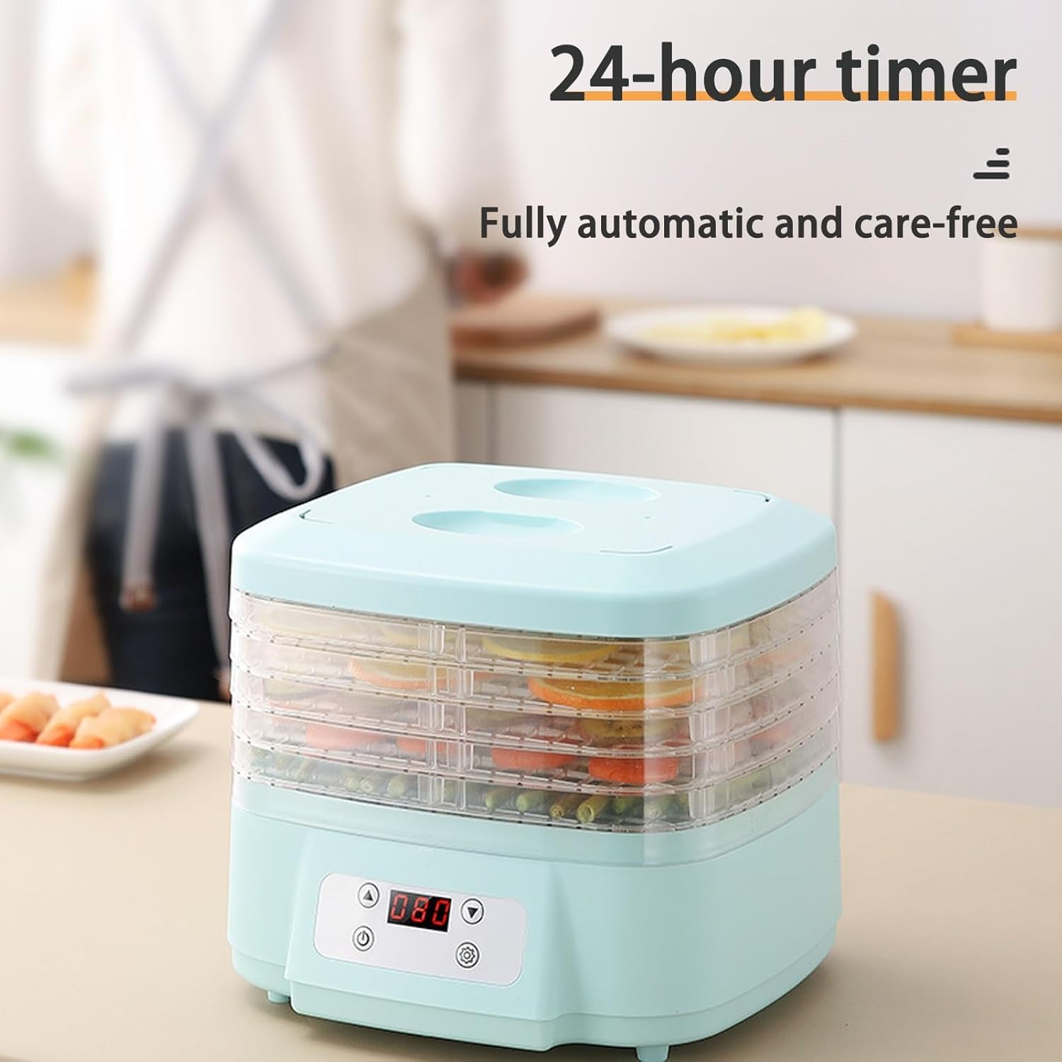 Máquina de secado por congelación para dulces y aperitivos - Termostato ajustable, indicador LED, temporizador de 1 a 72 horas, control de temperatura para el secado de carne en casa, frutas y carne