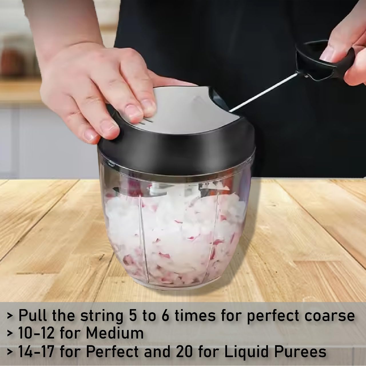 Sort Savvy Mini Pull String Chopper, Manual Food Processor, BPA Free Veggie Chopper, 650ml Capacity - Essential Kitchen Gadgets