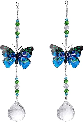Miniatura 9 de Queenbox Dije de prismas de bola de cristal de mariposa para ventanas, campanillas de jardín, espejo retrovisor de coche, adorno de decoración