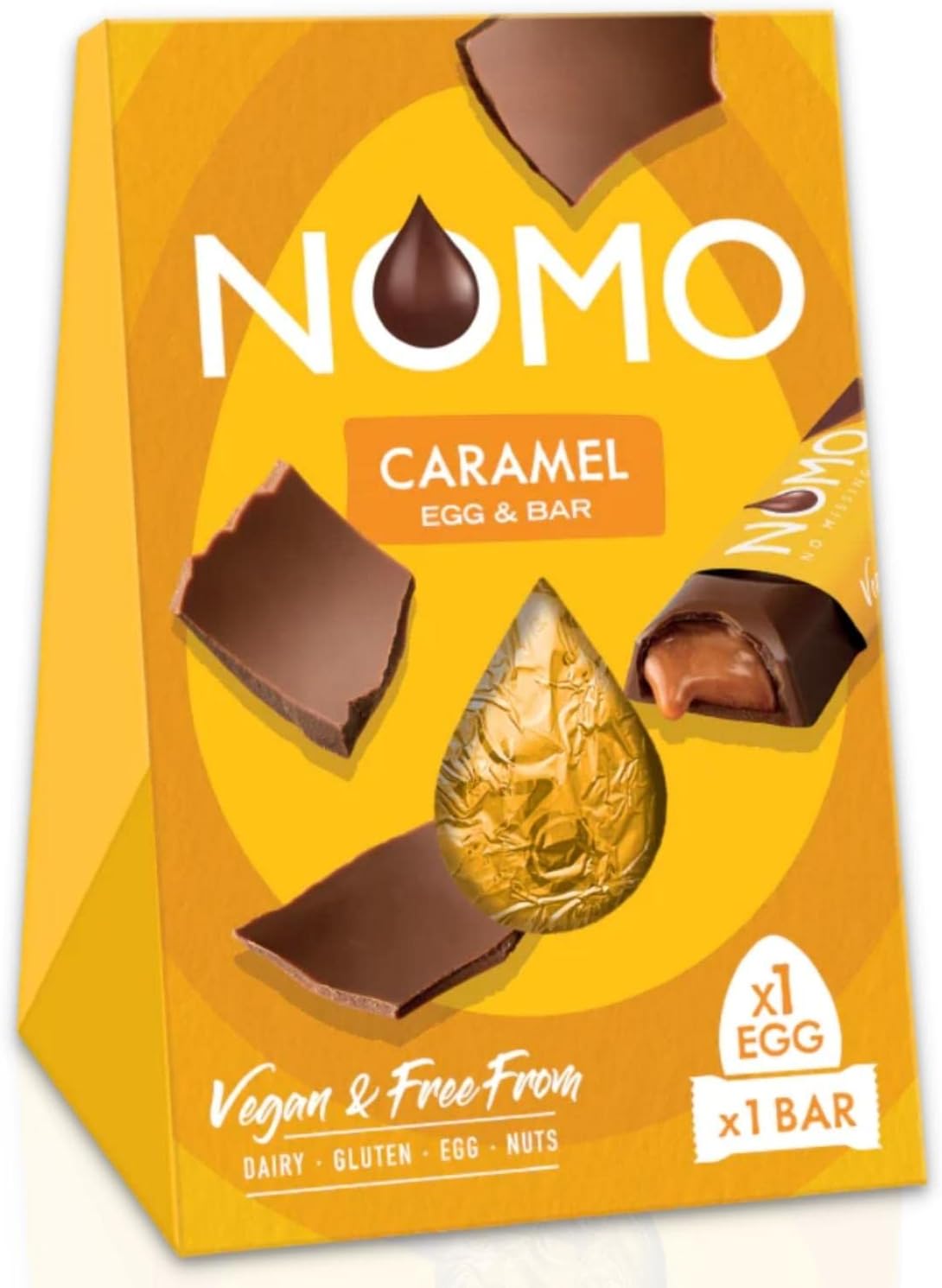 Vegan Easter Eggs Chocolate Nomo Caramel Chocolate Easter Egg and Bar