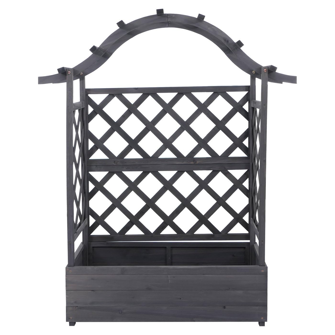 Mendler Hochbeet HWC-P66 138x110x44cm Holz - anthrazit-grau | Pflanz-/Blumenkasten, Pflanzkübel, Rankgitter, Rankhilfe, Spalier, FSC®