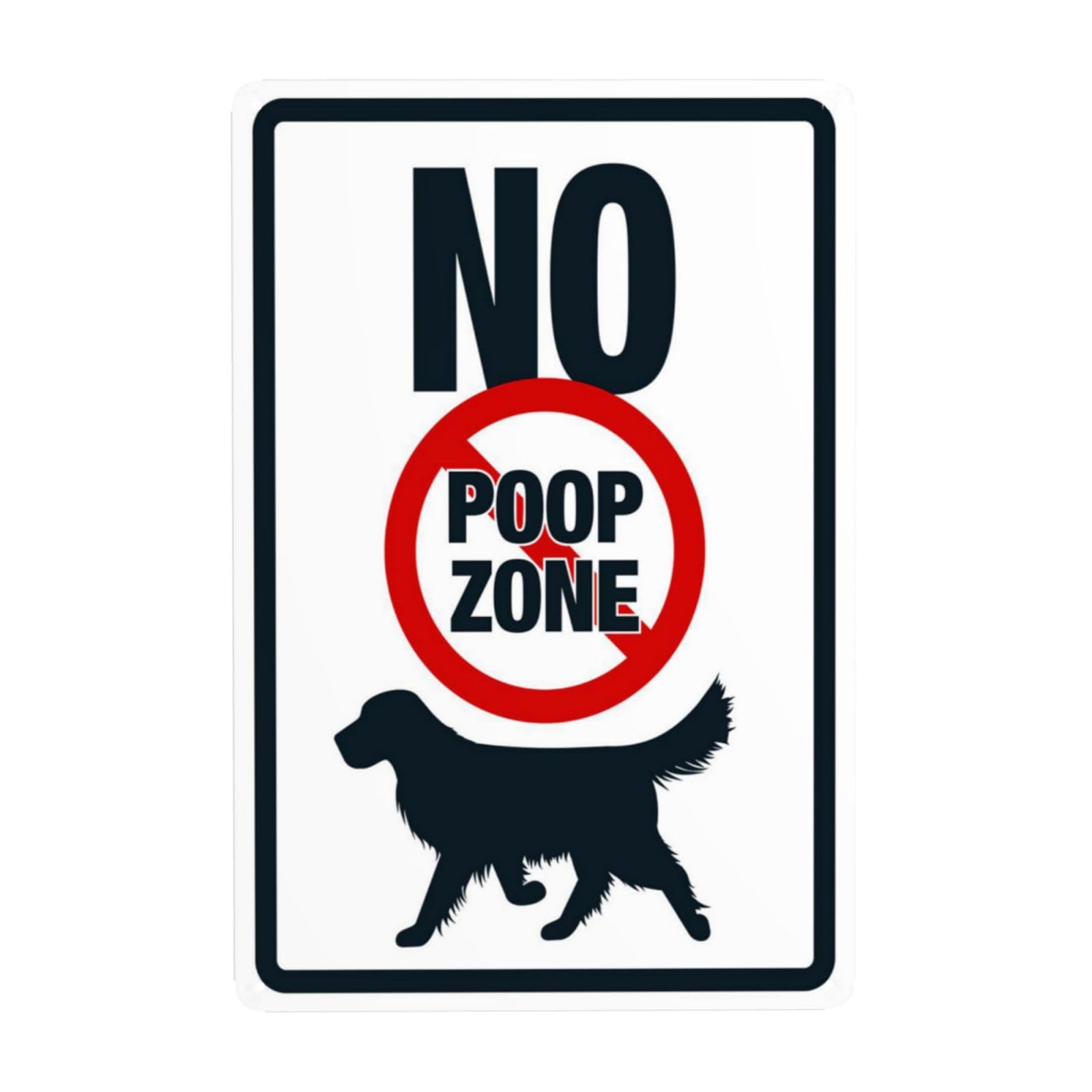 No Poop Zone With Dog Graphic Vintage Metal Pet Restriction Warning Sign 12x8 Inch