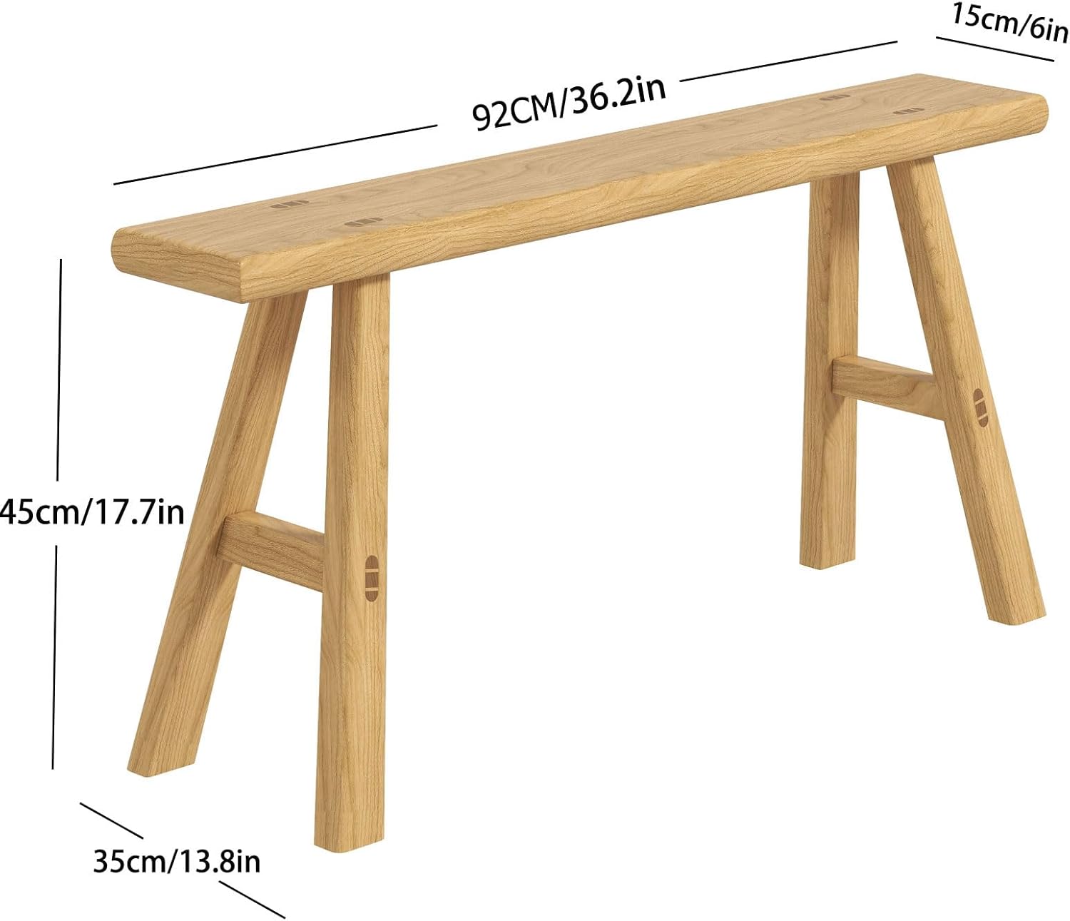 Vintage Wooden Bench Noodle Bench Asian Farmhouse Indoor Wooden Bench Handmade Solid Wood Decorative Stool for Living Room Dining Bedroom Entryway 2-3ps