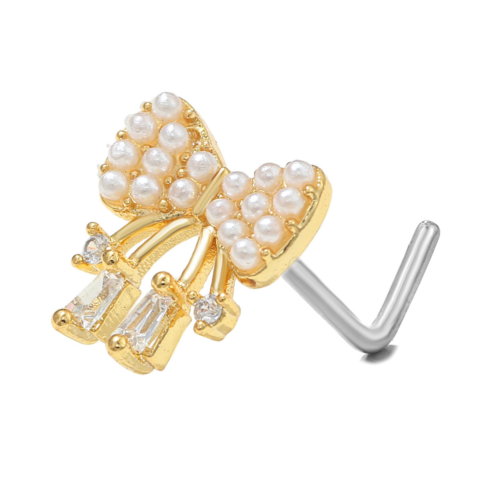 Nase Hoop Ring für Frauen - kreative Bogenperlendekoration Anhänger Nasenring Piercing Accessoires, Persönlichkeit Hip -Hop Knorpel Piercing Nase Ring Lippenringkörperschmuck ui