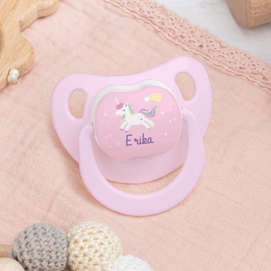 Wanapix | Personalised Baby Dummy | Silicone Teat for Newborns | 0-6 Months | Anatomical Soother BPA & Phthalate Free | Unicorn
