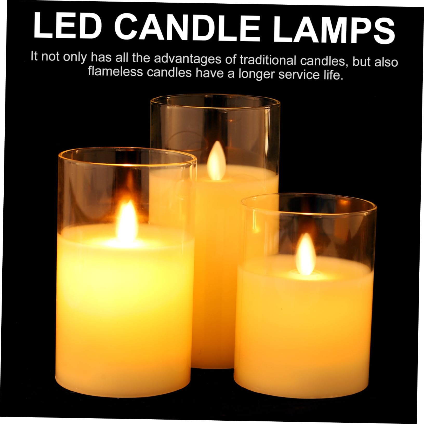POPETPOP Lampade a Candela LED senza Fiamma a Batteria con Telecomando, Candele Finte Tremolanti per Decorazioni Interni, Set da 3 Pezzi per Atmosfera Rilassante in Casa e Ristorante