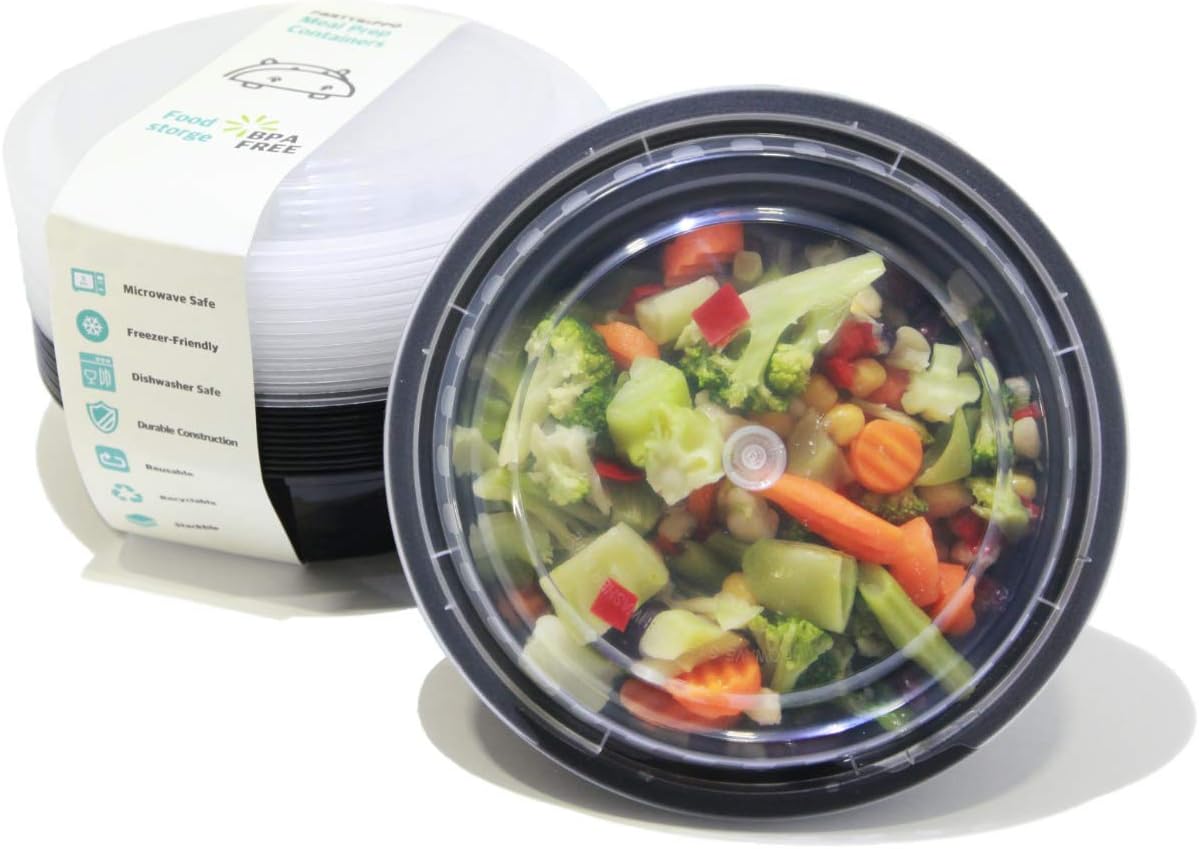 PARTY HIPPO Meal Prep Containers Single Lids, 32 OZ 10-pack Food Storage Bento BPA Free | Stackable | Reusable Lunch Boxes, Microwave/Dishwasher, Freezer Safe,Portion Control
