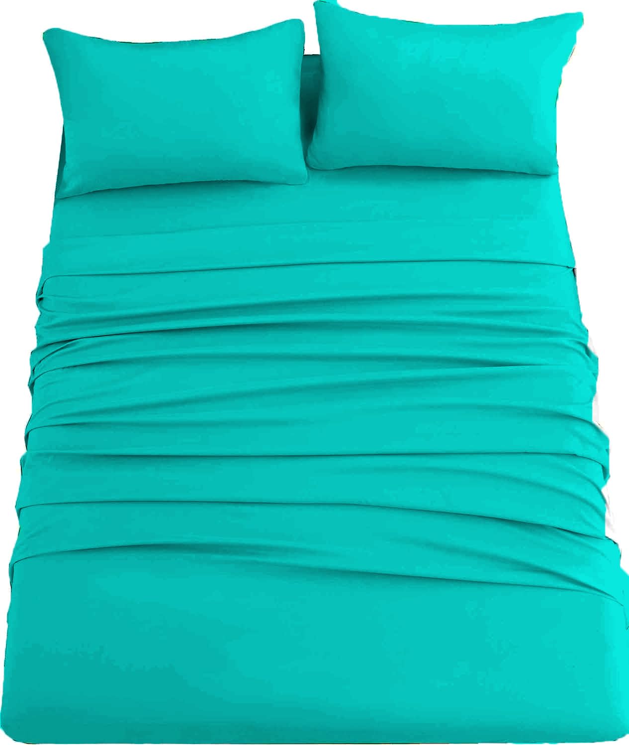 Completo Letto Matrimoniale Microfibra - 4 Pezzi, Verde, Lenzuolo Con Angoli 170x200cm, Federe 50x80cm - Foto 3