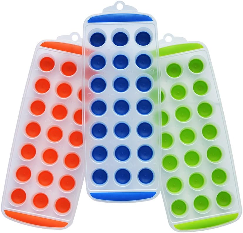 BNYD Easy Push Pop out round Mini Ice Cube Trays with Flexible Silicone Bottom, Pack