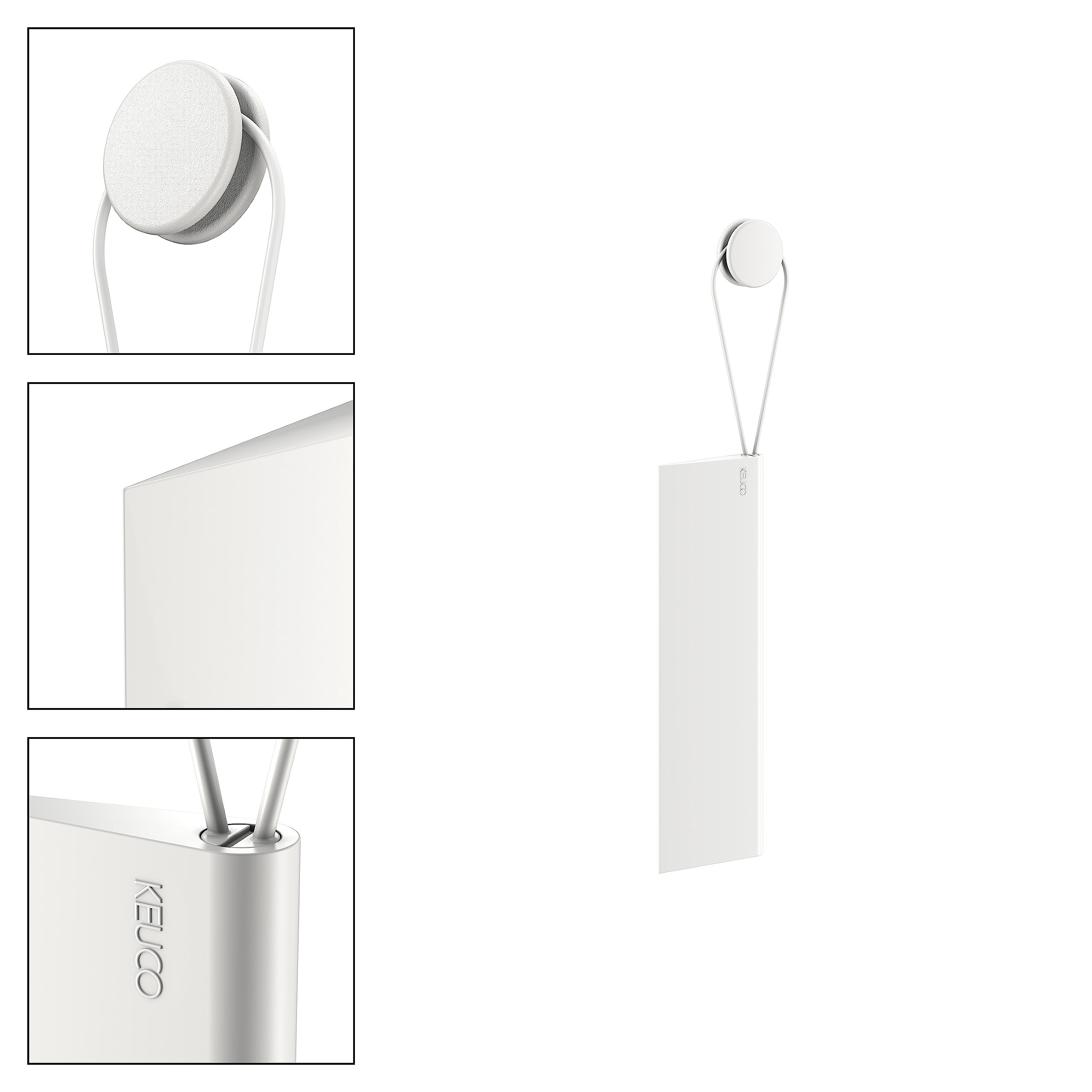KEUCO Duschabzieher aus Silikon, mit Wandhalterung, Glaswischer zum Kleben, 26,4x8,2x1,7 cm, schlierenfrei, Abzieher für die Dusche, Farbe: weiß