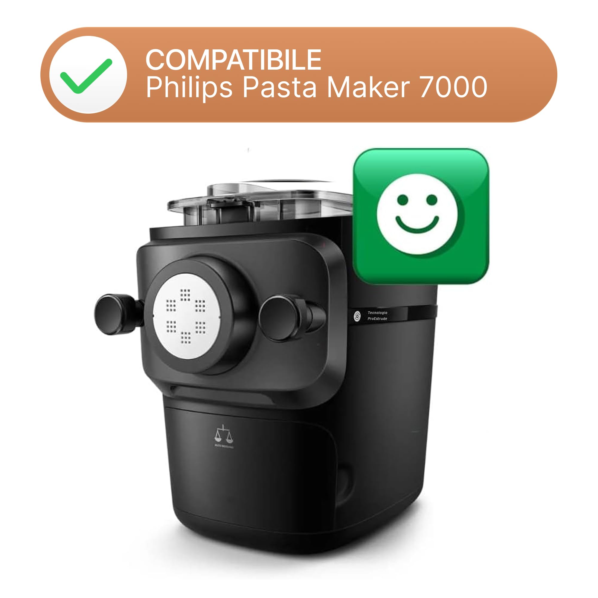 PASTIDEA - Set 3 Trafile in POM Orecchiette Rigate 21 mm, Casarecce, Fusilli A3 Compatibili con Philips Pasta Maker Avance e Serie 7000 – Accessori Originali per Pasta Fresca Artigianale