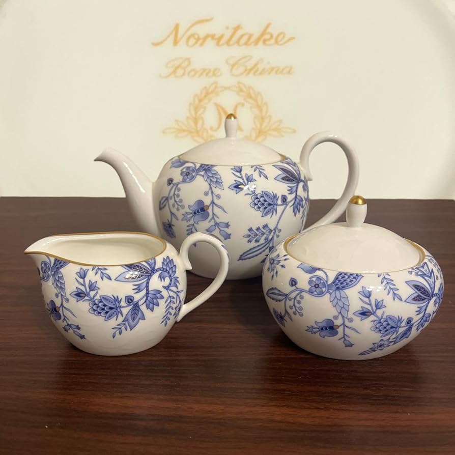 ノリタケ　ティーセット(ティーポット・シュガーポット・クリーマー) Amazon.co.jp: ノリタケ ブルーソレンティーノ ティーポット