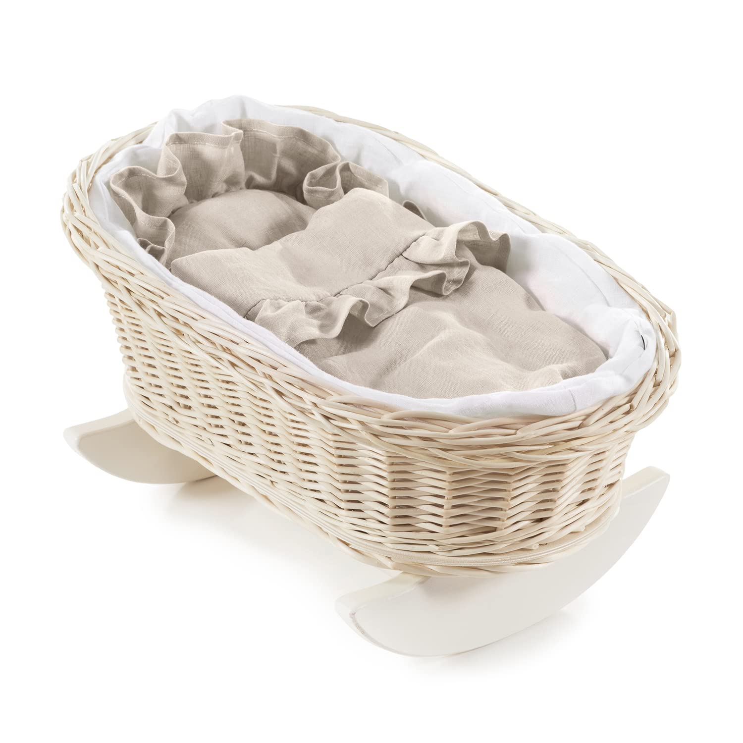 Lit à bascule naturel e-wicker24 : un berceau en saule sain pour le sommeil des poupons