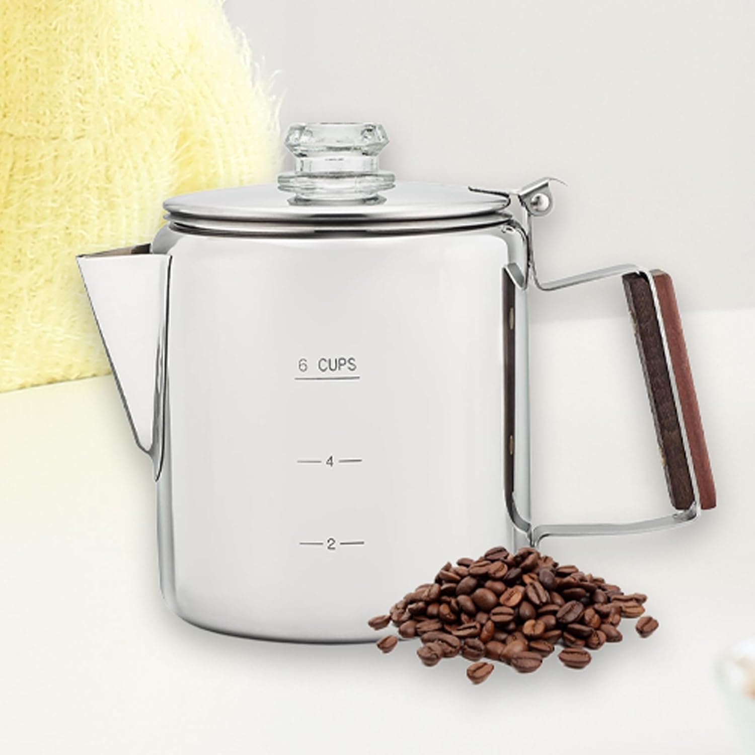 Coffee Maker, Stainless Steel Coffee Pot Camping, Stainless Steel Machine Portable Vintage Design for Commercial and Outdoor Activities