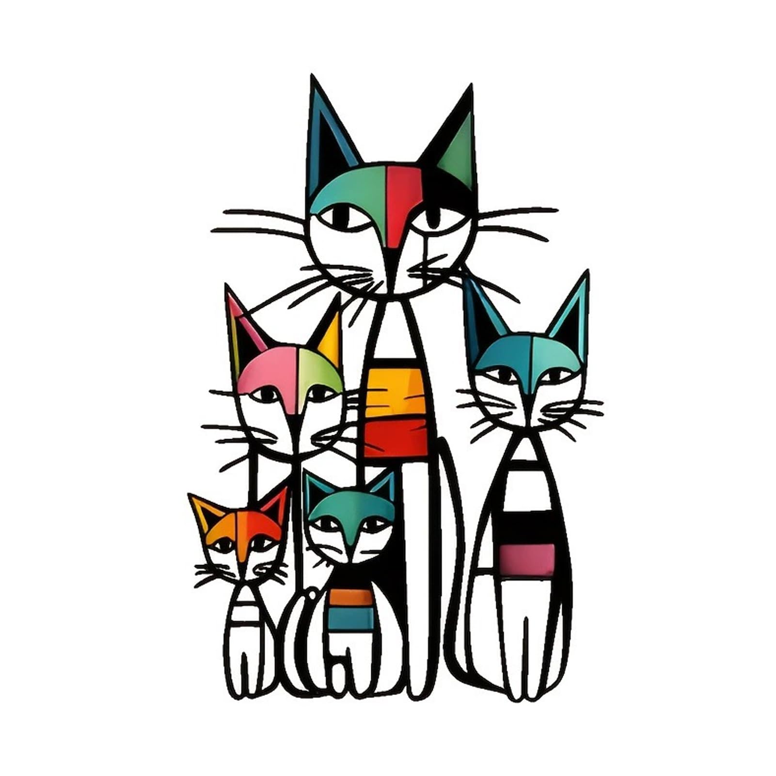 Zambuph Cat Art Wall Decor Durable and Sturdy Stylish Addition to Cafe Hotel Cinema Oxidation-Resistant with Simple Installation. Cat Sculptures Home Decor