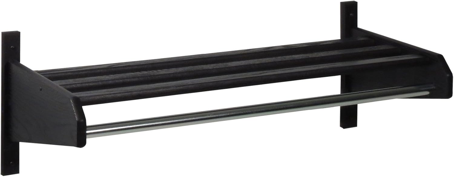 Wooden Mallet 1" Diameter Bar, Black 34" Oak Coat & Hat Rack,