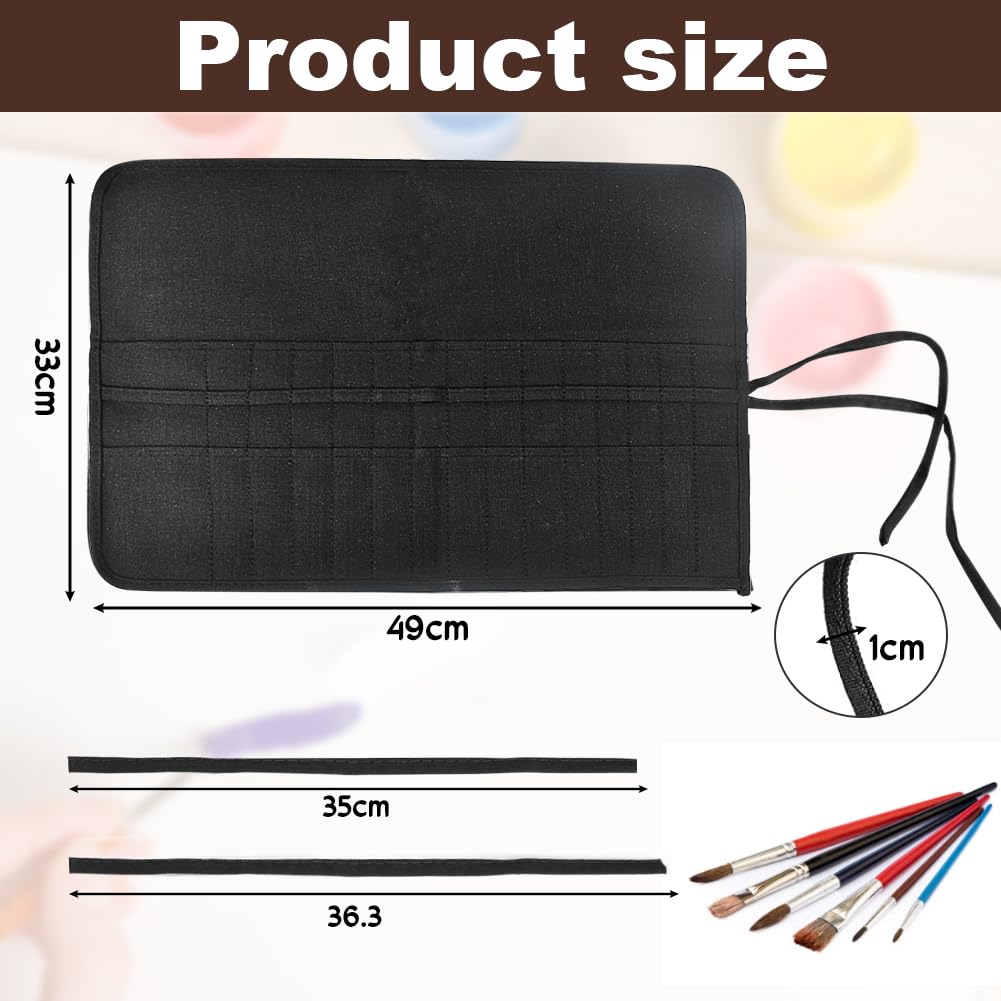 Porte-pinceaux Roulant En Bambou 30 Cm - Trousse Calligraphie Et Peinture, Rangement Portable - 2