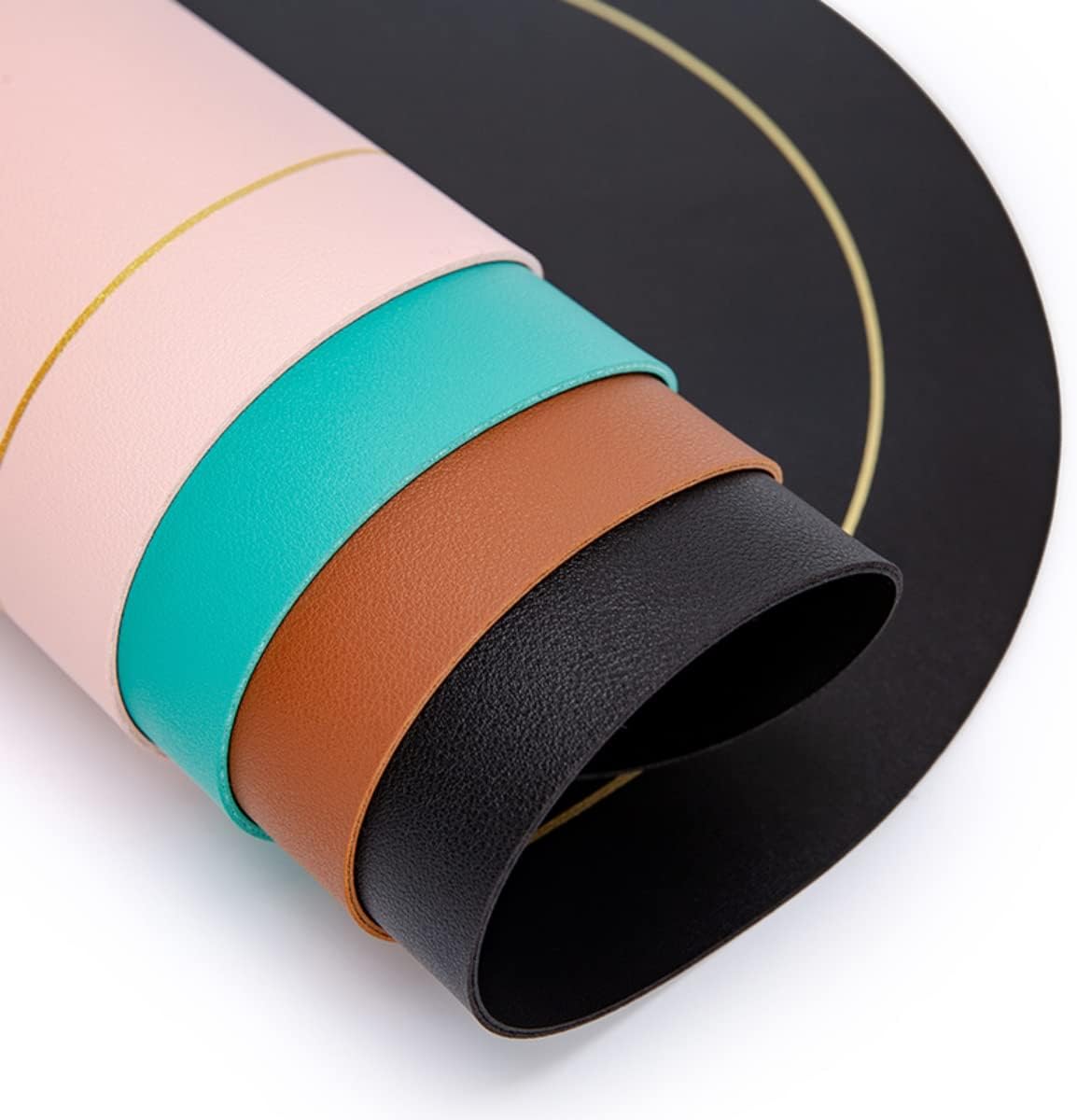 Oval Leather Washable Placemats,Faux Leather Heat Resistant Rectangle Table Mats Set of 6,Wipeable Waterproof Non Slip Placemats Easy to Clean for Kitchen Coffee Dining Table