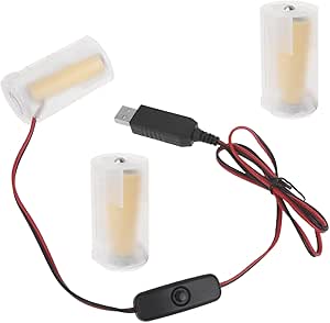 XAGMODSHN Câble d'alimentation USB LR6 de 1 m pour remplacer 2 piles AA