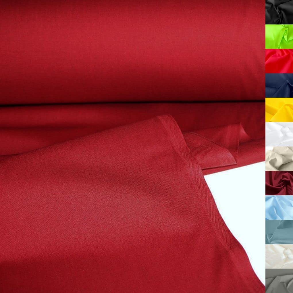 TOLKO 50cm Baumwollstoff Meterware uni | Popeline Stoff aus ÖkoTex Baumwolle in leuchtenden Farben | Kleiderstoff Dekostoff Vorhangstoff Bezugsstoff Patchwork Kinder Stoffe zum Nähen (Dunkel Rot)