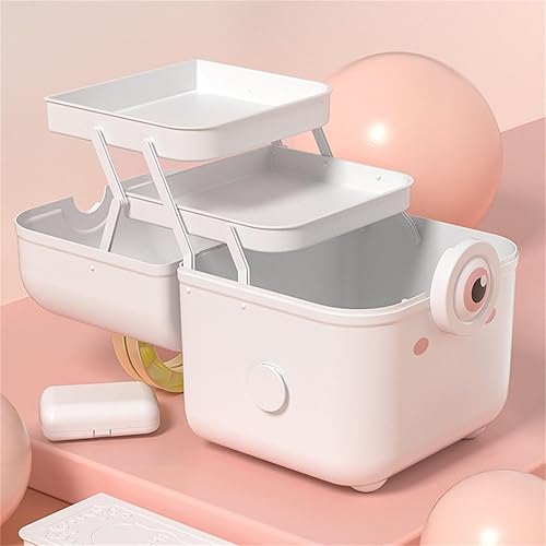 Miniatura 3 de Recipientes médicos de plástico para primeros auxilios familiares, bandeja plegable de 3 niveles con pastillero extraíble en ambos lados, bonitos
