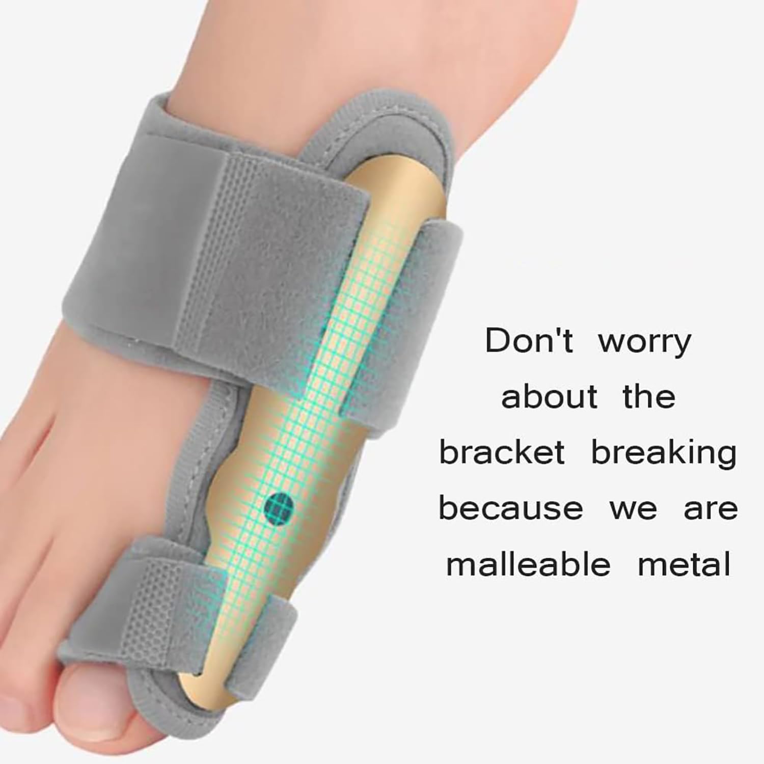 Corrector de juanetes, férula en valgo del pulgar con separador de dedos, se puede doblar a voluntad para ajustar la fuerza, para la superposición del valgo del pulgar del hueso del pie, alivio d