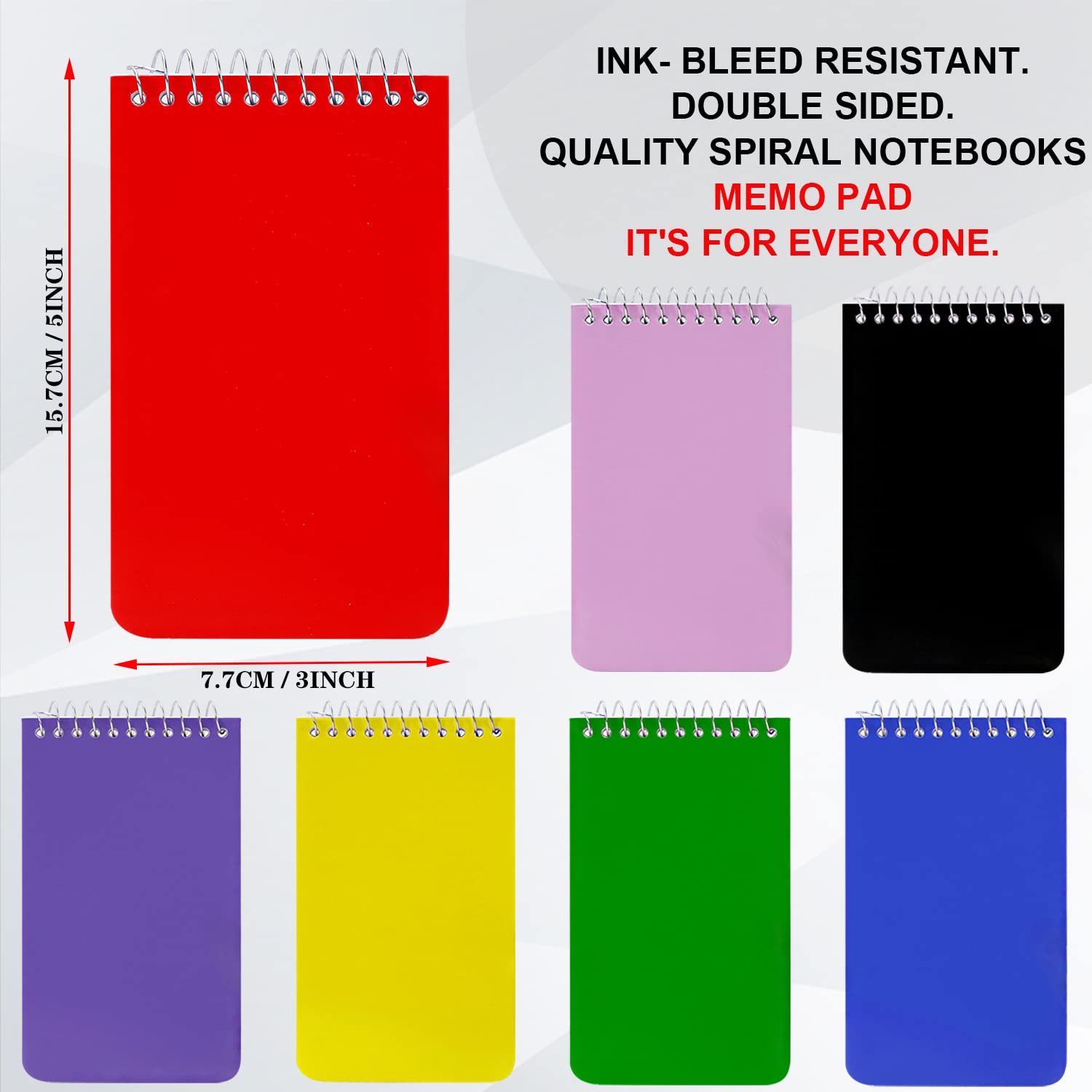 XiQiDianr Piccoli quaderni, taccuino tascabile 3 x 5, blocchi per appunti a spirale, blocchi per appunti, per ufficio, casa, scuola, carta a righe universitarie, mini blocco note - 75 fogli per