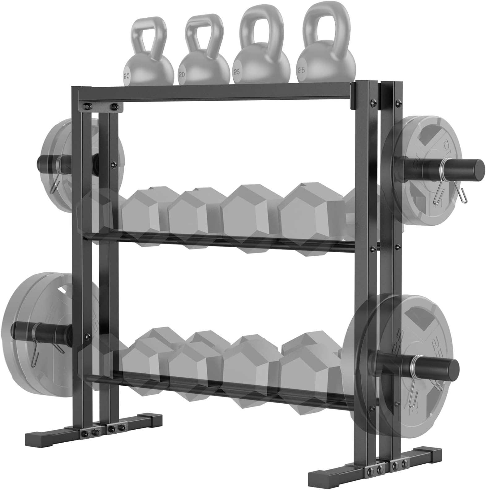 BEKING 3 Tier Weights Storage Rack, Dumbbell Rack Organizer for Weight Plates Kettlebell,Combo Weight Storage Stand for Home Gym