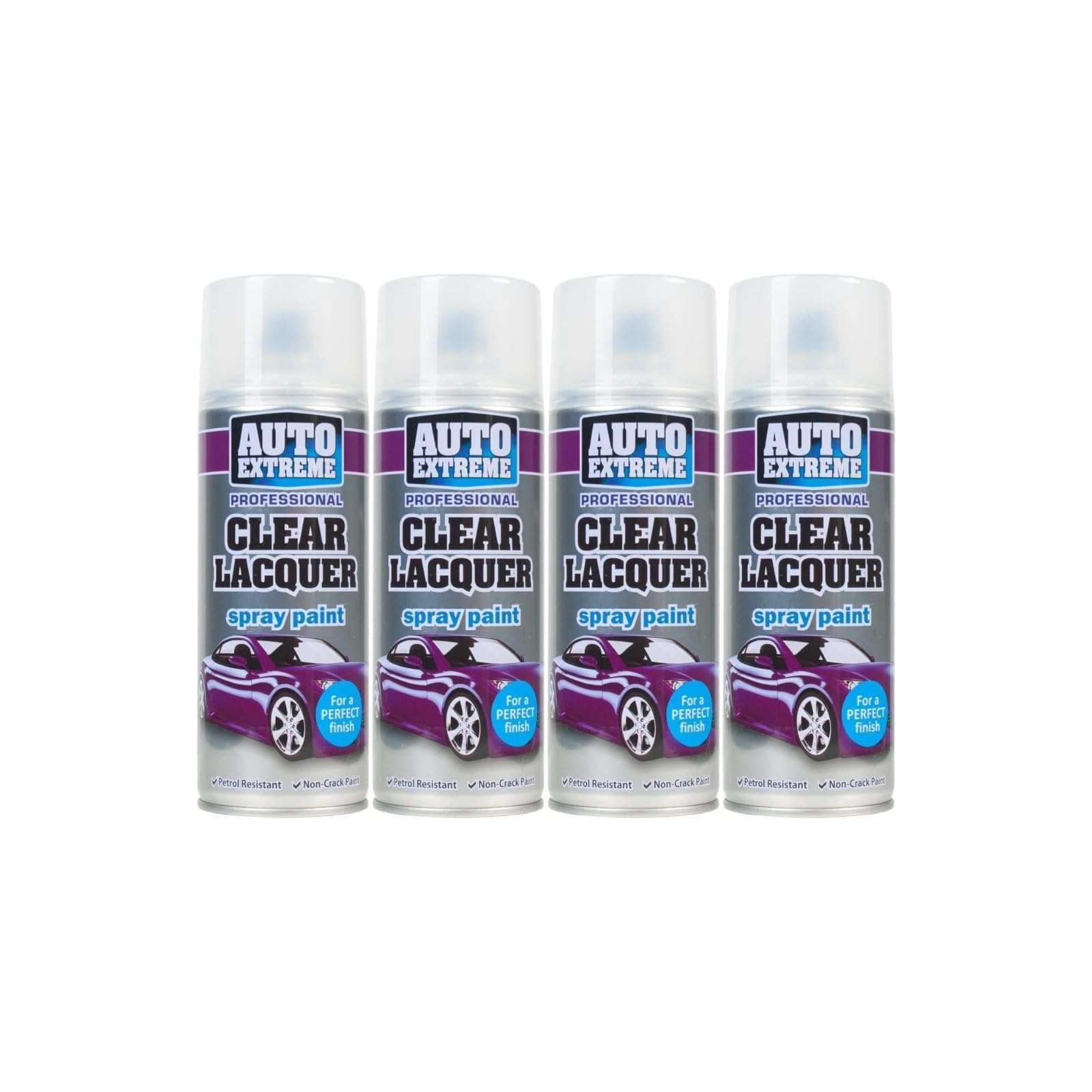 Pnjb 4 Pcs Clear Lacquer Gloss Finish Spray Paint, Non-Cracking, Quick-Drying Formula, Long-Lasting, Flexible Coating, Delivers Smooth, Consistent Coverage, 400Ml, (4 Pcs)