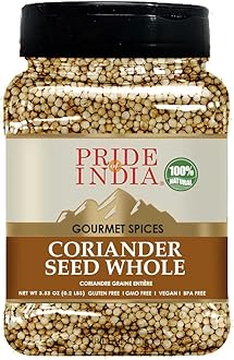 Coriander Seed Whole – Fresh & Gourmet Indian Whole Spice – Good for Curries/Meat/Chicken – Easy to Store – 4 oz. Medium Dual Sifter