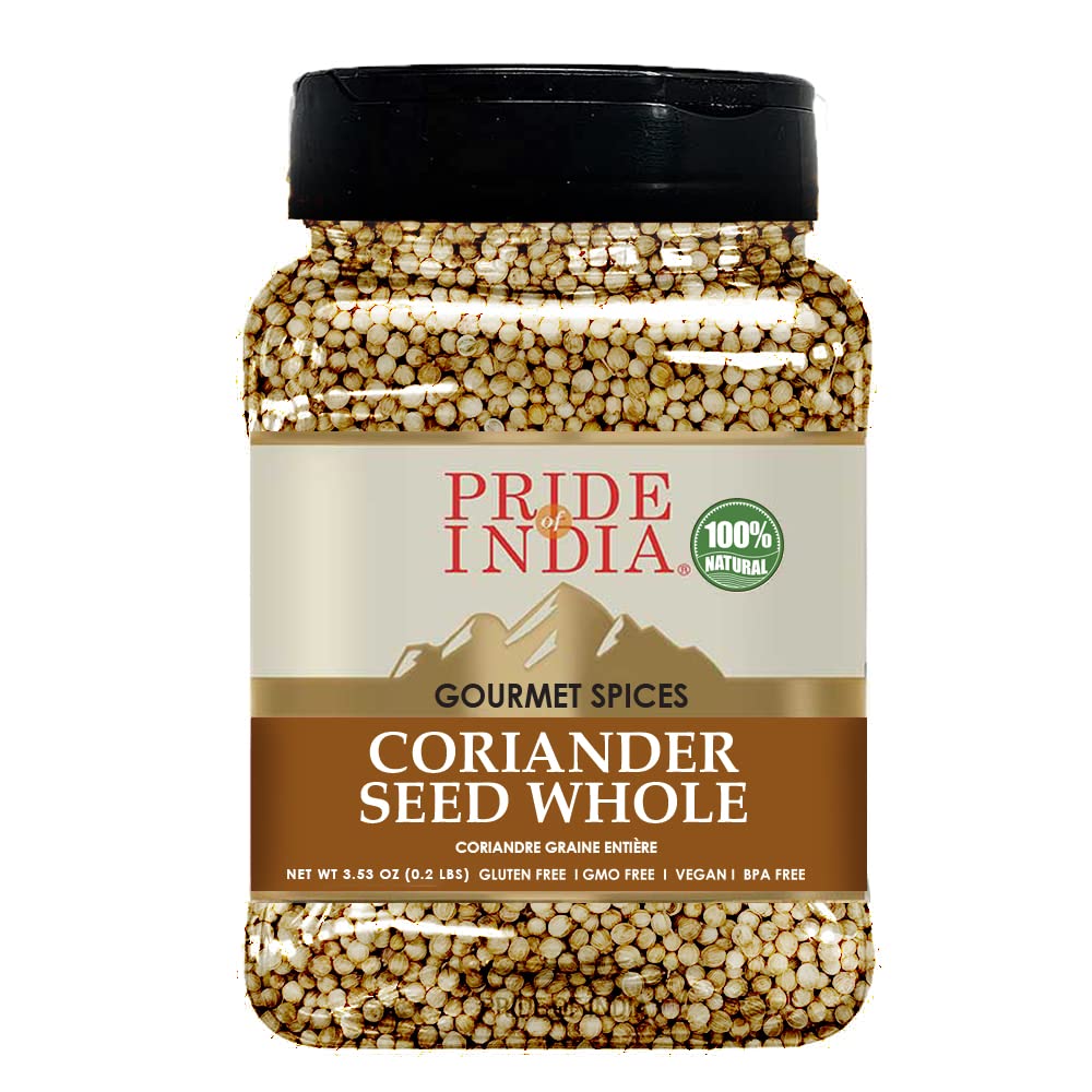 Coriander Seed Whole – Fresh & Gourmet Indian Whole Spice – Good for Curries/Meat/Chicken – Easy to Store – 4 oz. Medium Dual Sifter