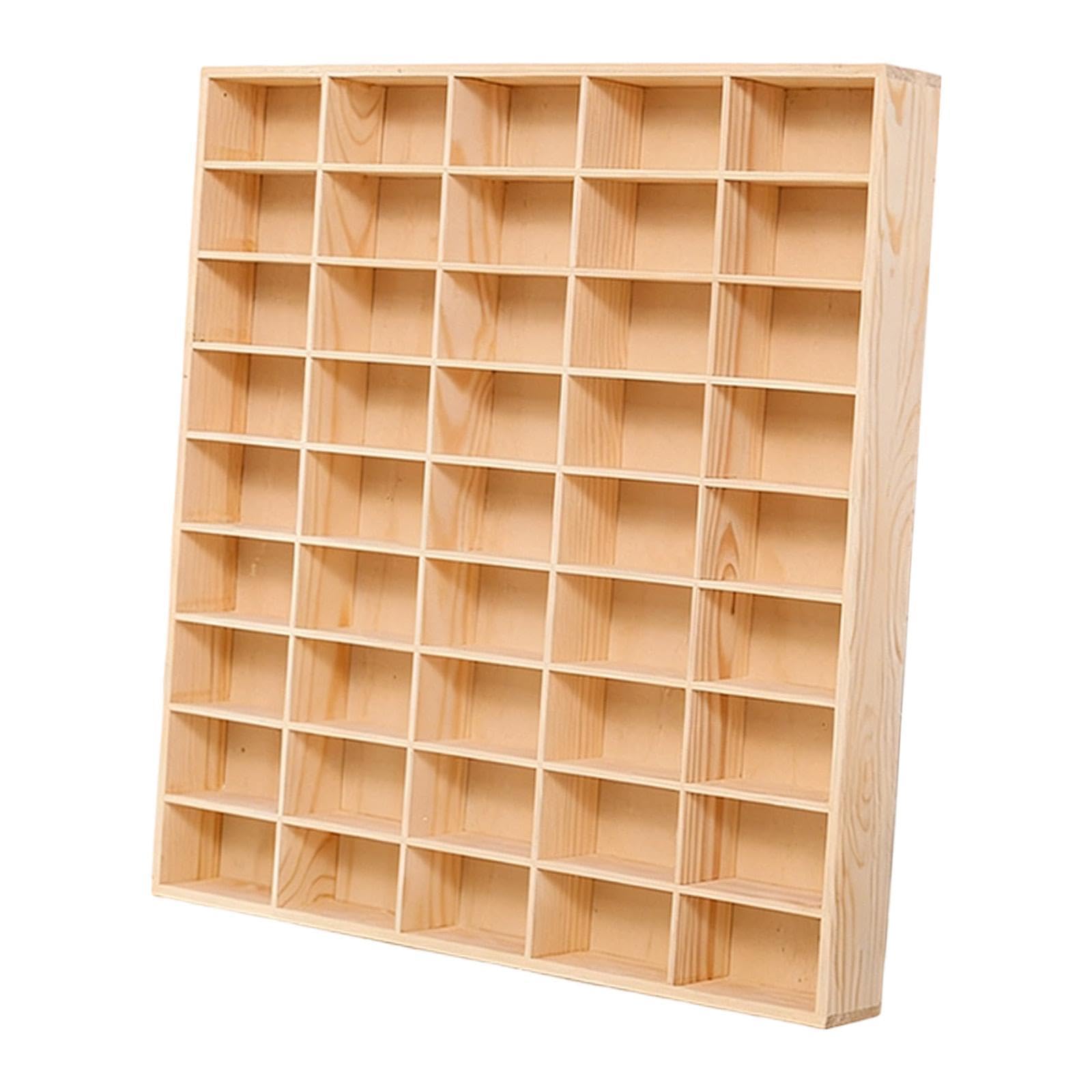 Holzregal für Modellautos mit Differenzierten Ablagen, Halterung für Actionfiguren, Miniatur Vitrinenschrank Zur Wandmontage, 58.6 cm X 58.6 cm X