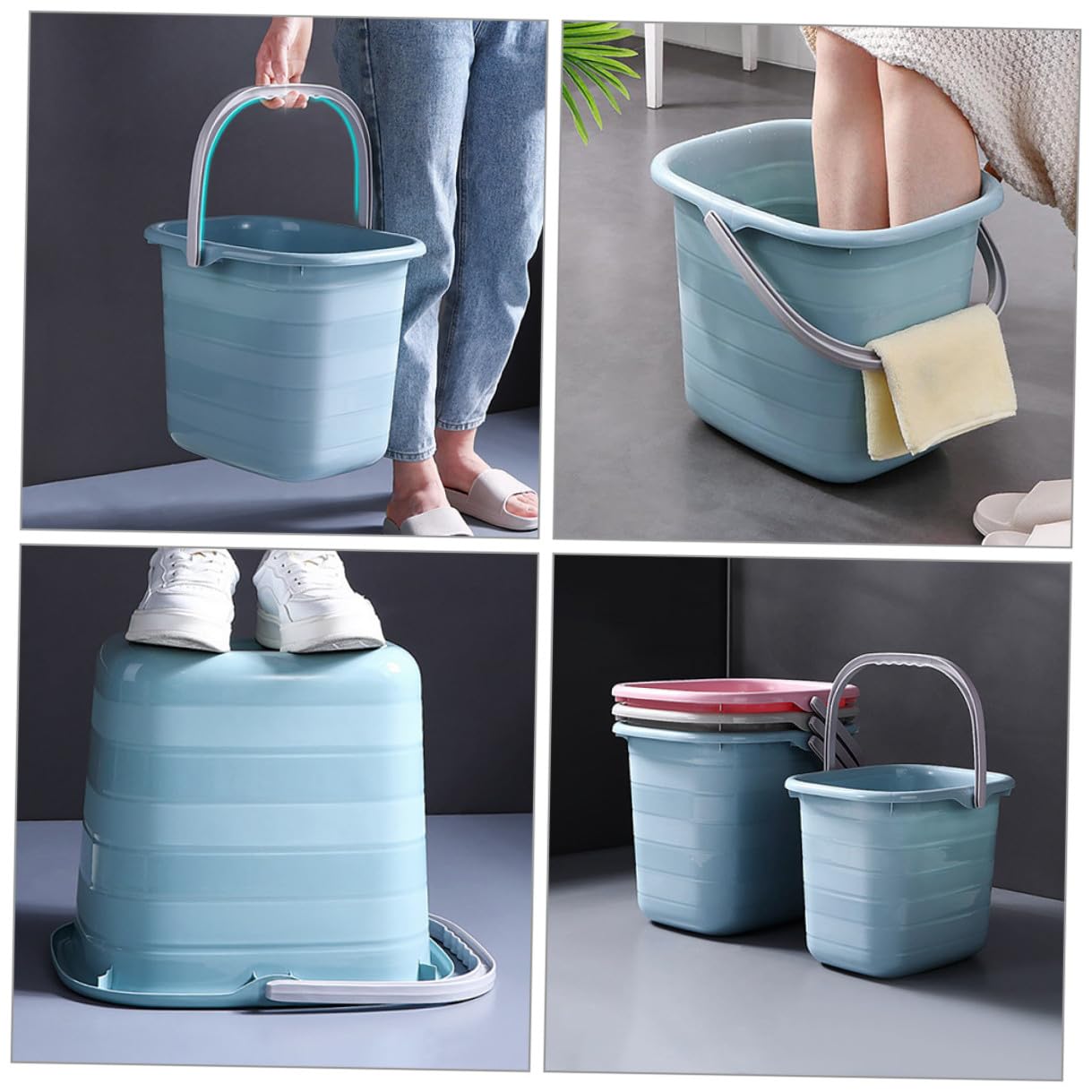 Secchio in Plastica Manico per Casa, Robusto e Portatile | Uso Multifunzione per Famiglie e Hotel, Adatto a Sabbia e Cibo per Animali, Presa Agevole