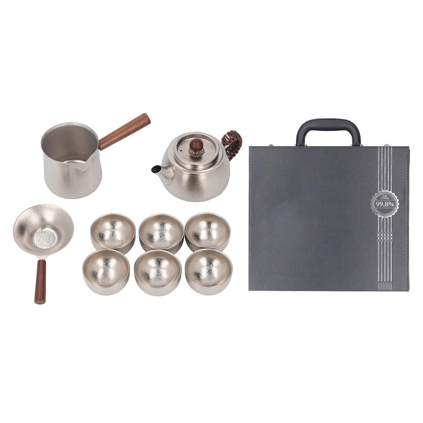 Set teiera Ti con tazze da tè da 45 ml, tazza da portata da 350 ml, teiera termica da 350 ml, filtro, manico antiruggine e resistente al calore per l'home office
