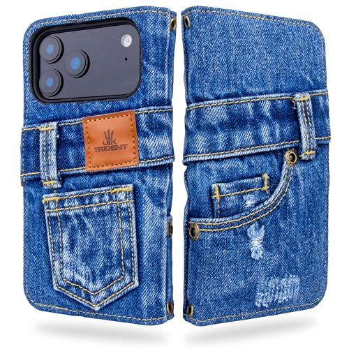 Amazon.co.jp: UK Trident デニム iPhone 17 Pro Max 対応 ケース 手帳