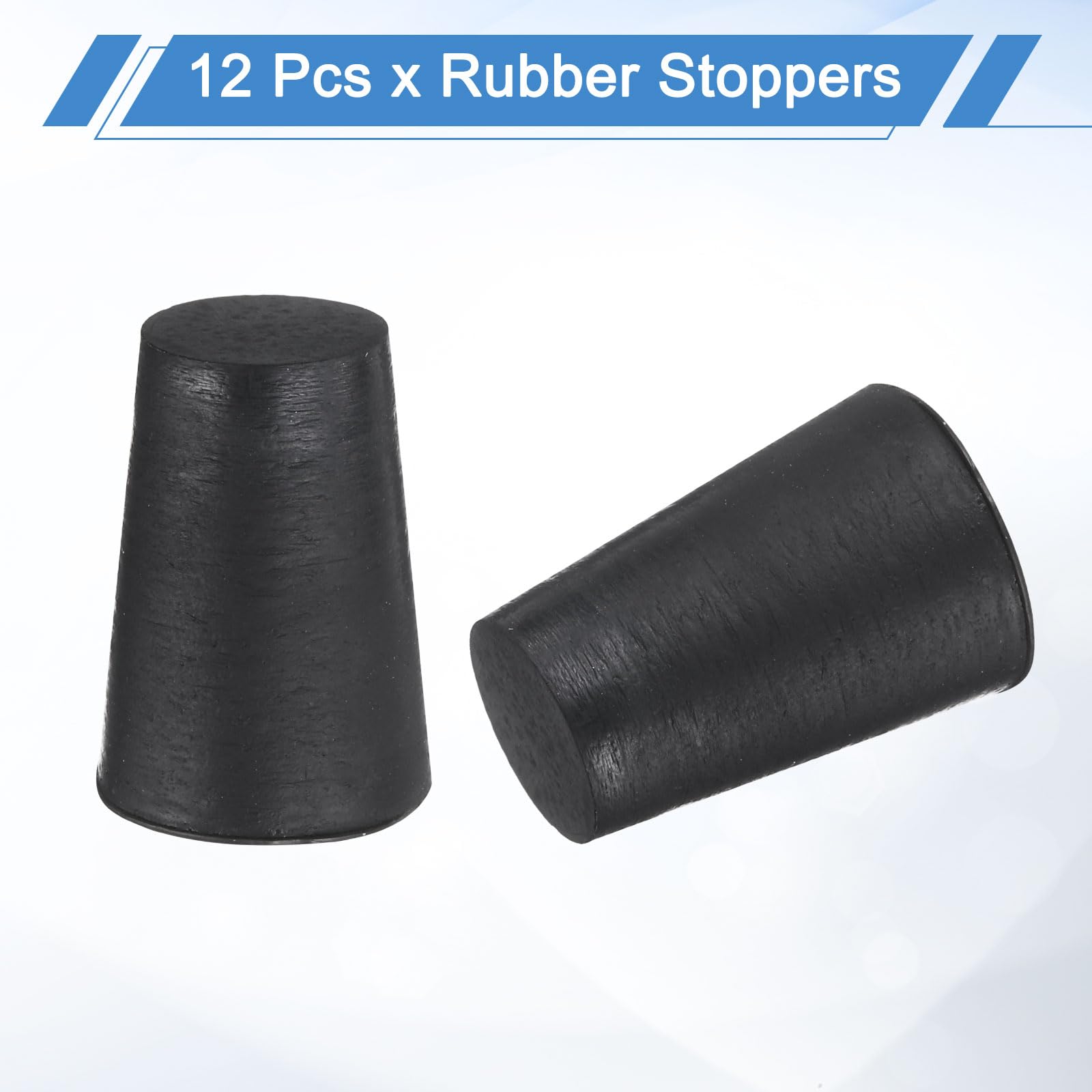 uxcell 12 Pcs Silicone Rubber Tapered Plug, 13mm to 18mm High-Temperature Solid Rubber Stoppers Silicone Plugs for Hole Plugs, Spraying, Coating, Painting Protection, Black, 25mm — Amazon image 3