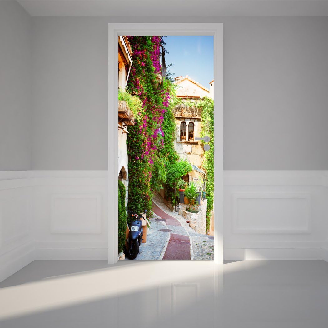 RoyalWallSkins Door Mural Wall Sticker Beautiful Carved Wood Door - Bubble Free Version, Semi-Glossy, Self Adhesive Peel and Stick Door Wrap (30 x 80, Beautiful Carved Wood Door)