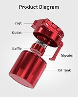 Vista 2 de EVIL ENERGY - Depósito de captura de aceite, kit universal con deflector con manguera de combustible NBR, tanque separador de aire y aceite de Rojo