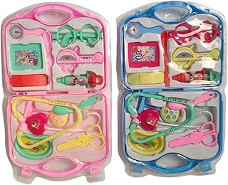 ألعاب الطبيب مع حقيبة قابلة للطي، مجموعة ألعاب اكسسوارات الطبيب المدمجة، مجموعات اللعب التظاهري للأطفال (متعددة الألوان)