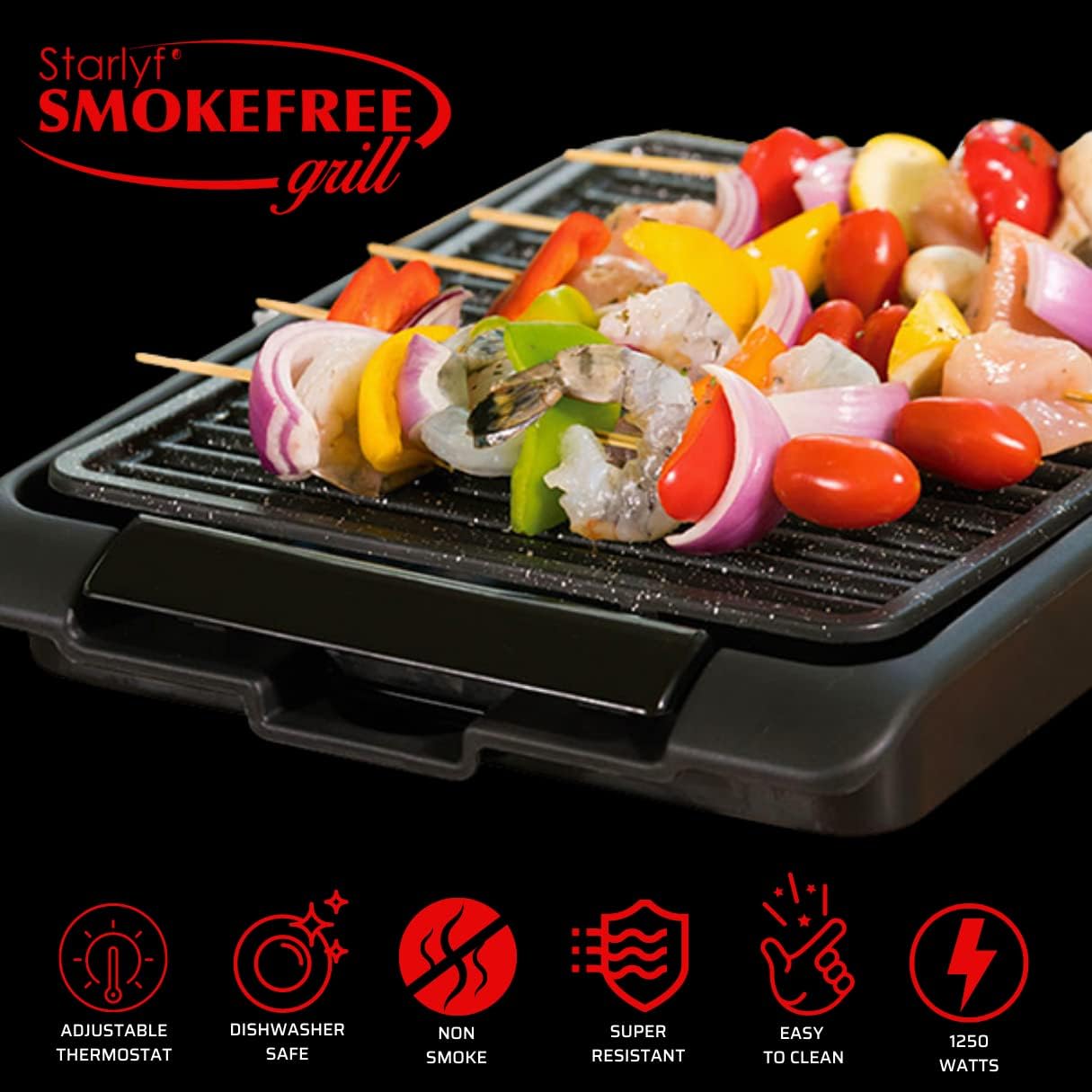 BEST DIRECT Piastra elettrica per Cucinare STARLYF Smokefree Grill, Original, Griglia No Fumo Carne e Verdure Grigliate, Bistecchiera ghisa Piastra x BBQ, smokeless, Griglia elettrica BEST DIRECT Piastra elettrica per Cucinare STARLYF Smokefree Grill, Original, Griglia No Fumo Carne e Verdure Grigliate, Bistecchiera ghisa Piastra x BBQ, smokeless, Griglia elettrica