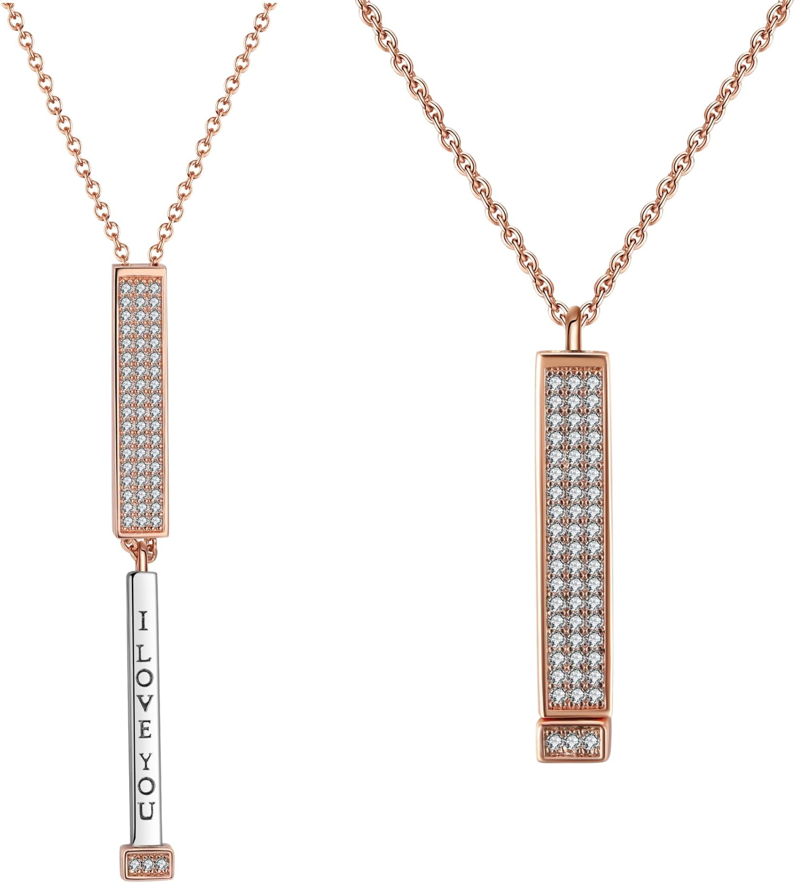 Secret I Love You Necklace Gifts for Her, Birthday Gifts for Girlfriend, Wife Anniversary, Romantic Gifts, Secret I Love You Necklace Gift for Women, 14K Rose Gold Plating, Zinc, No
