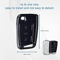 Vista 4 de OFFWEGO - Funda para llavero VW Volkswagen, compatible con Jetta Beetle Tiguan Passat Bora Polo Touran Skoda y más funda protectora de TPU suave